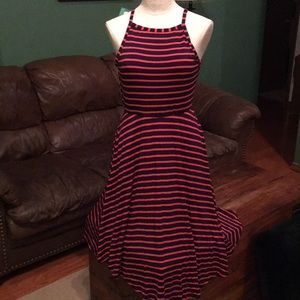 Super Cute Summer dress! Navy with red stripes.